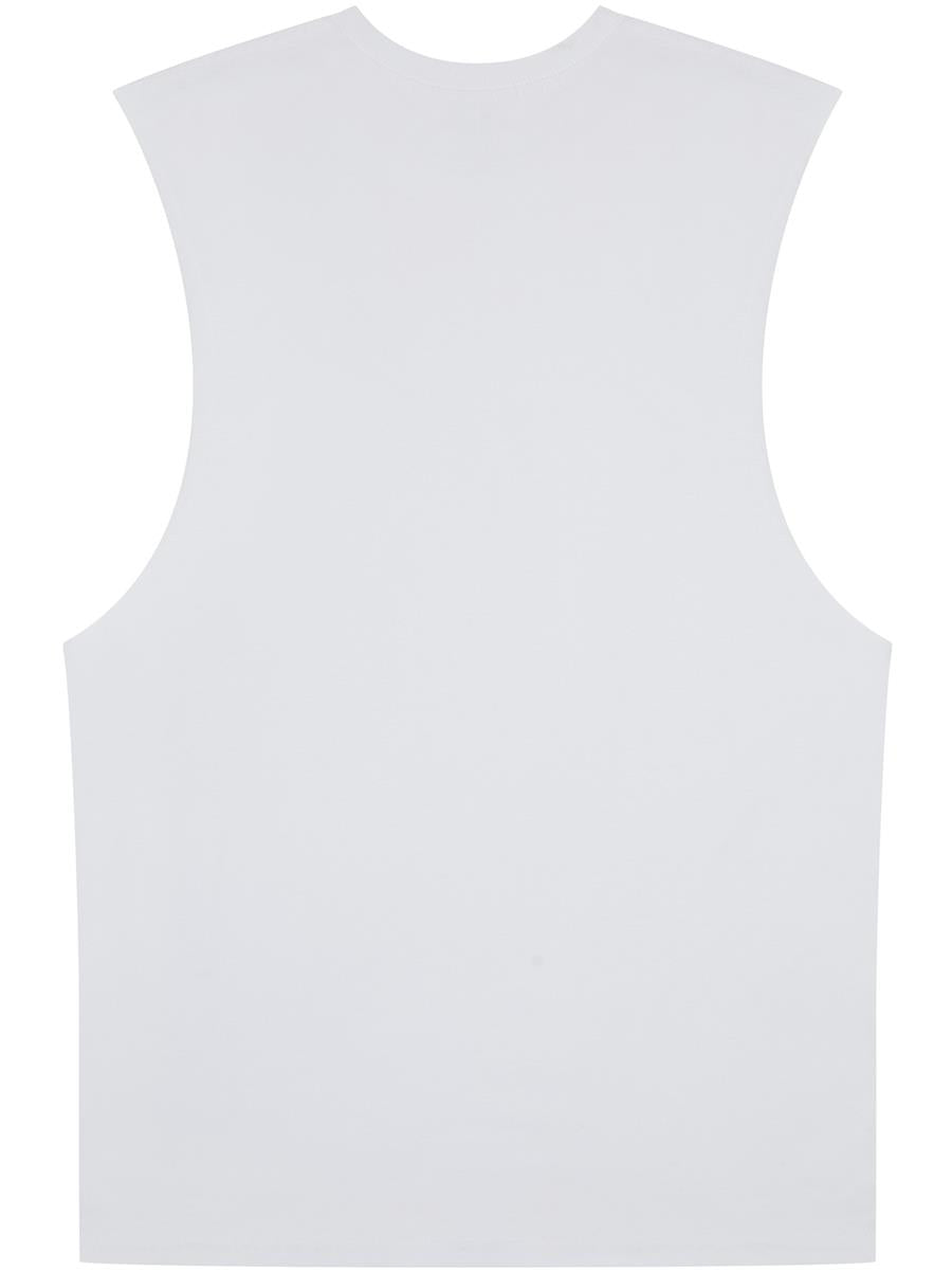 Ringspun Core 150 Droparm Raw Edge Tall Tank — White