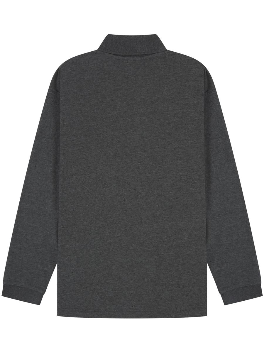 Long Sleeve Polo 190gm — Dk Heather