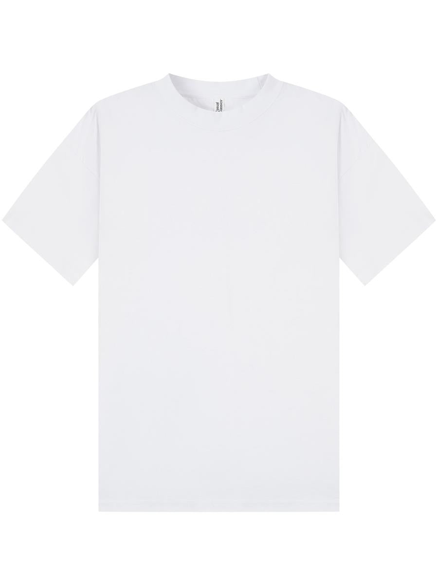 Ringspun Combed 220 Boxy Oversize Extended Neck T — White