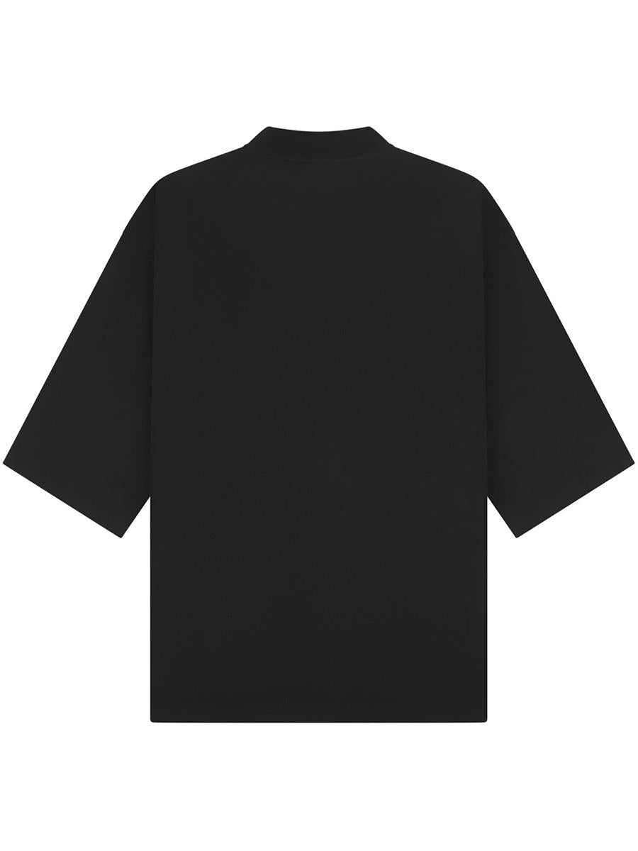 Ringspun Combed 220 Oversize Extended Neck Half Sleeve T — Black