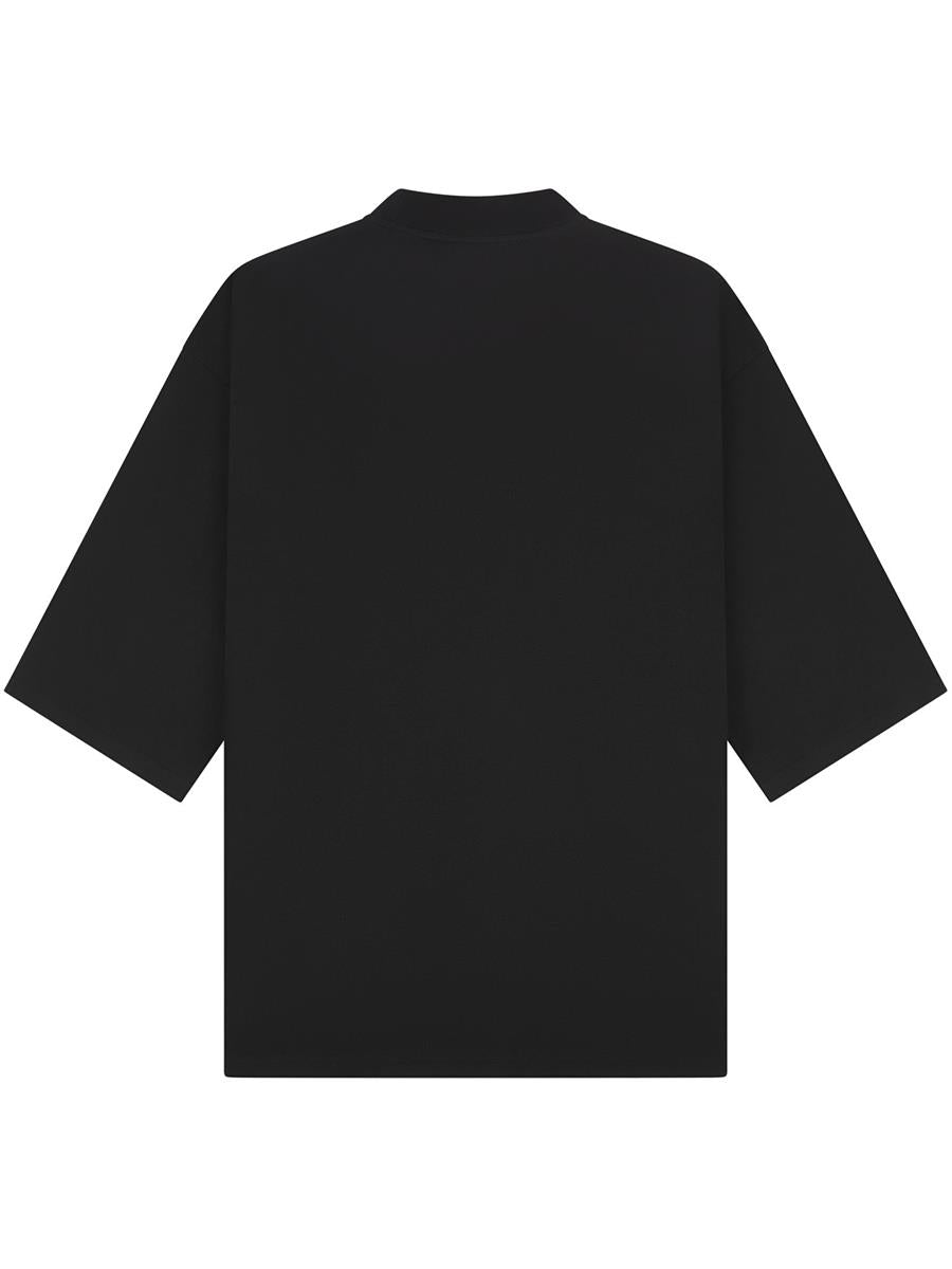 Ringspun Combed 220 Oversize Extended Neck Half Sleeve Tall T — Black