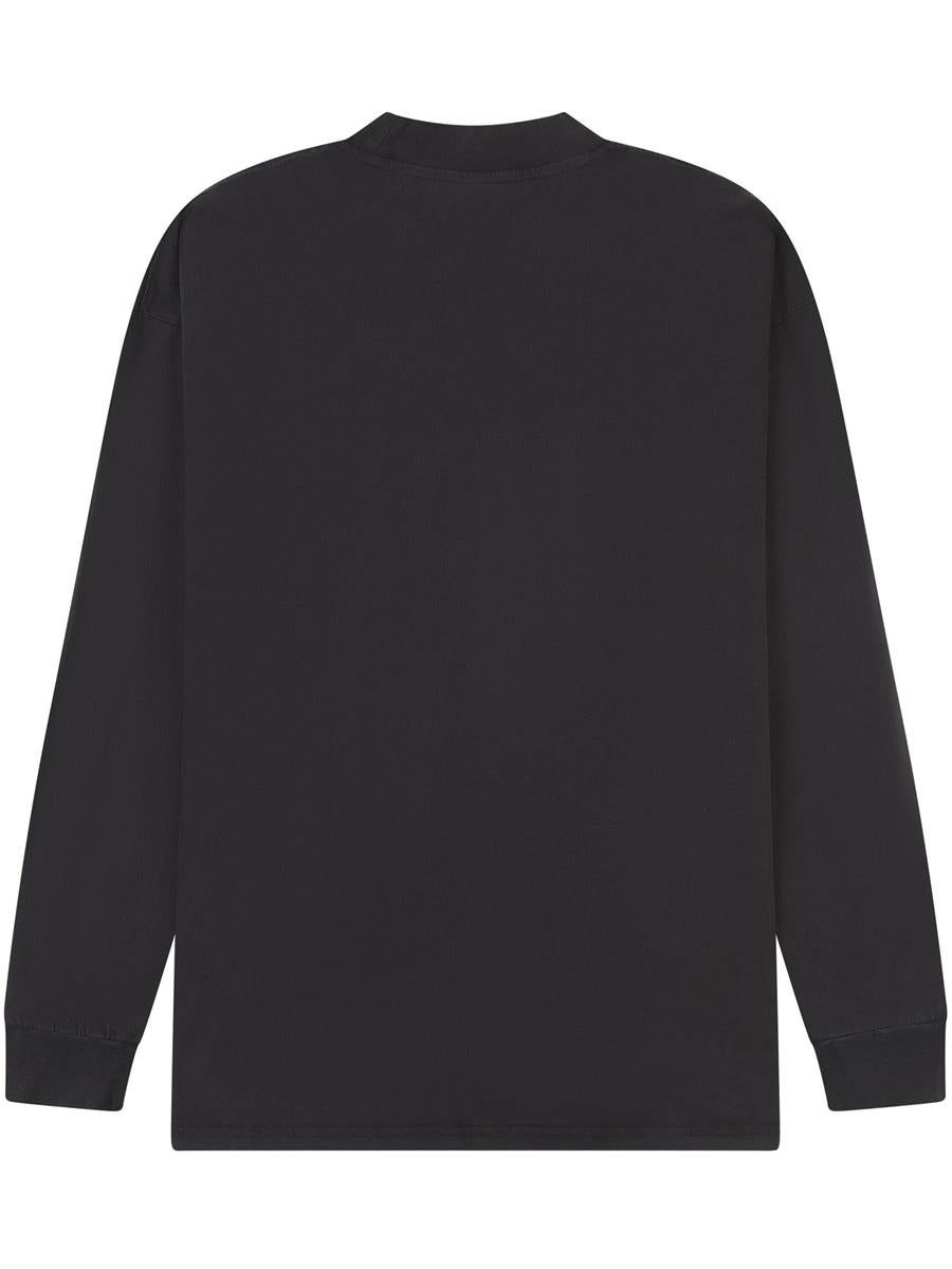 Ringspun Combed 180 Acid Wash Oversize Extended Neck Long Sleeve T — Acid Black