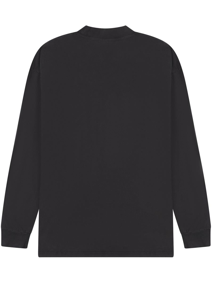 Ringspun Combed 180 Acid Wash Oversize Extended Neck Long Sleeve Tall T — Acid Black