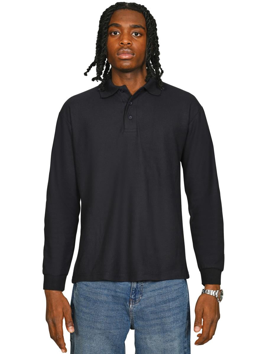 Long Sleeve Polo 190gm — Navy