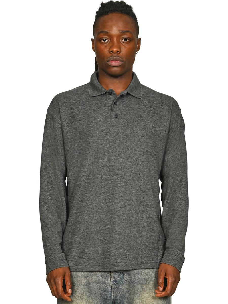 Long Sleeve Polo 190gm — Dk Heather