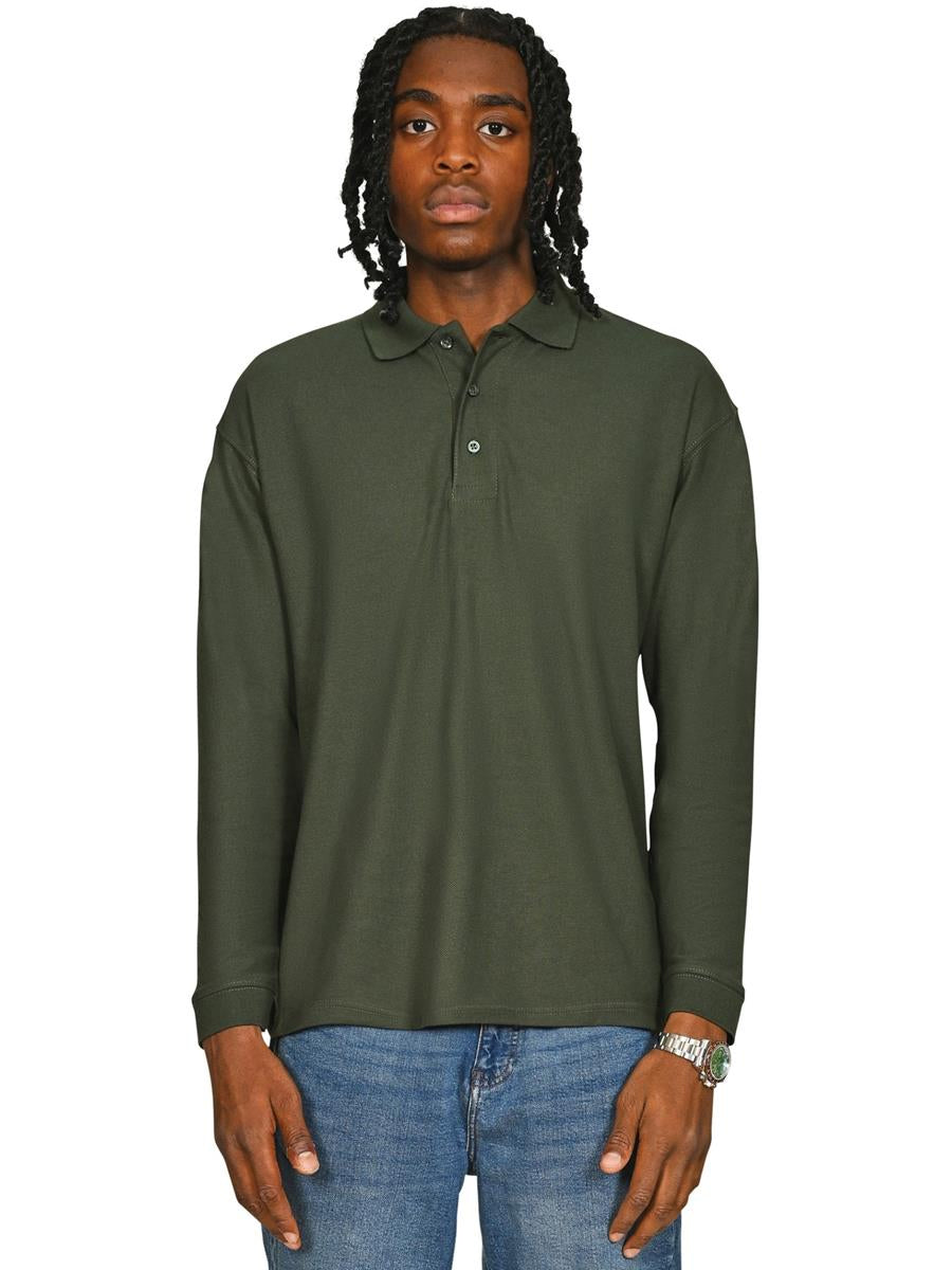 Long Sleeve Polo 190gm — Forest Green