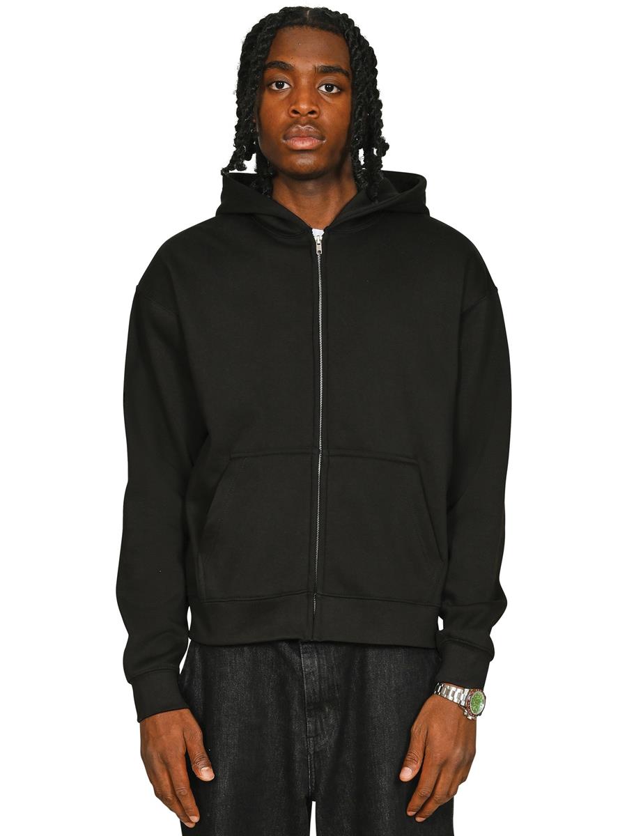 Premium Combed 330 Boxy Oversize Zip Hood — Black