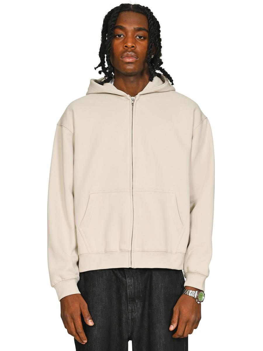 Premium Combed 450 Boxy Oversize Zip Hood — Stone