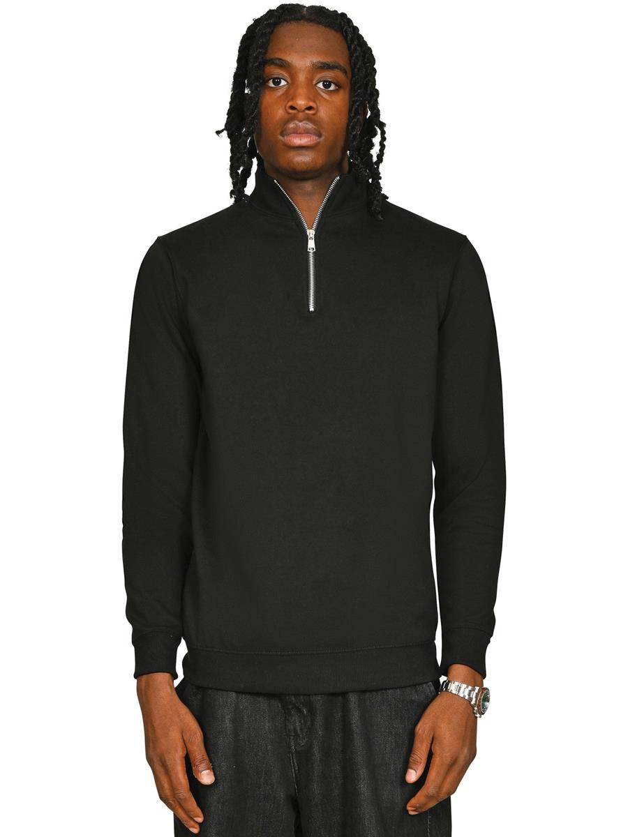 Ringspun Combed 280 Core Quarter Zip Sweat — Black