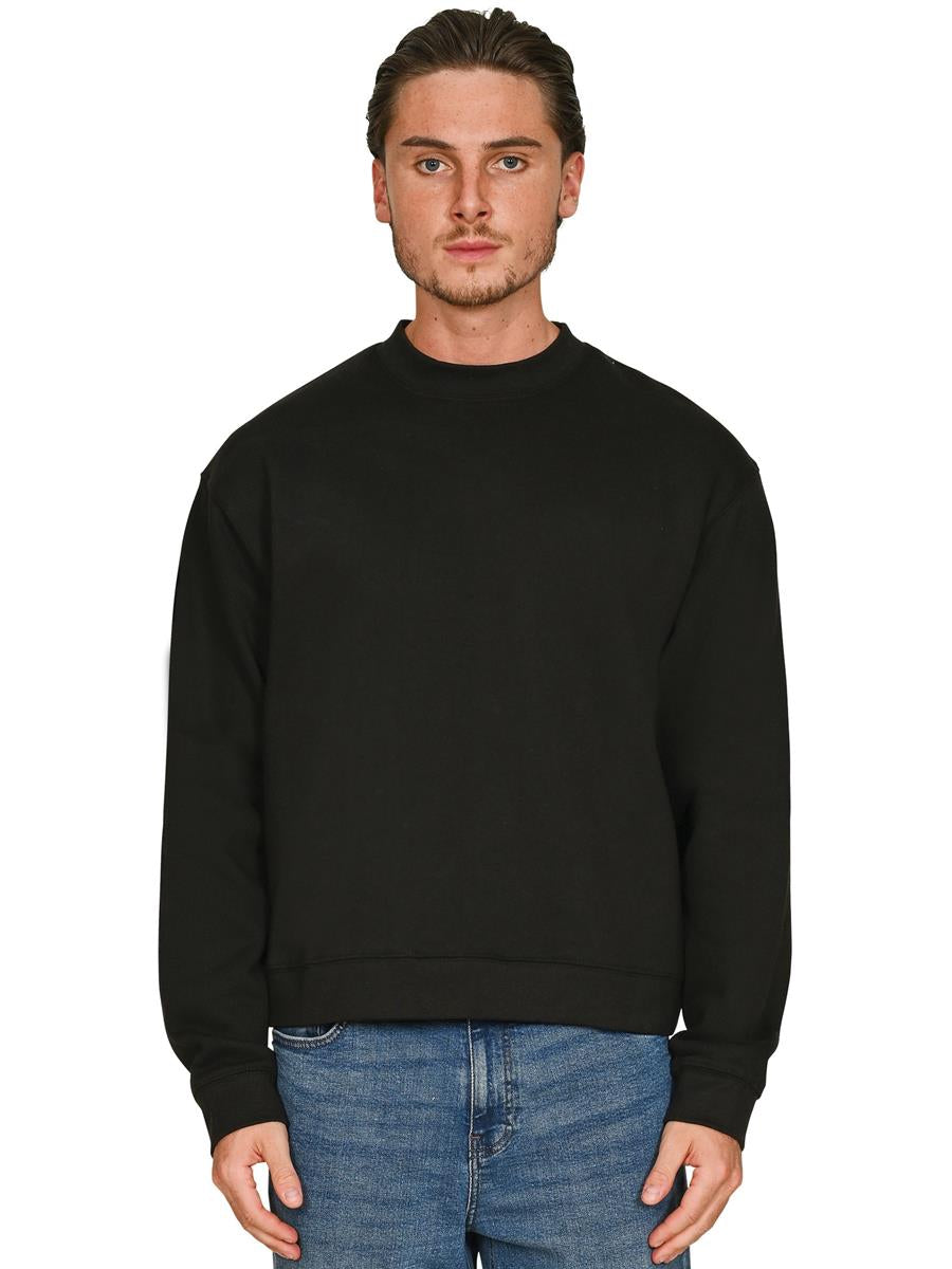 Premium Combed 330 Boxy Oversized Extended Neck Sweat — Black
