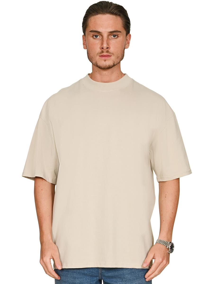 Ringspun Combed 180 Oversize Extended Neck Tall T — Stone