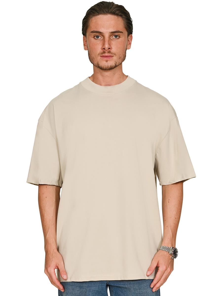 Ringspun Combed 220 Oversize Extended Neck Tall T — Stone