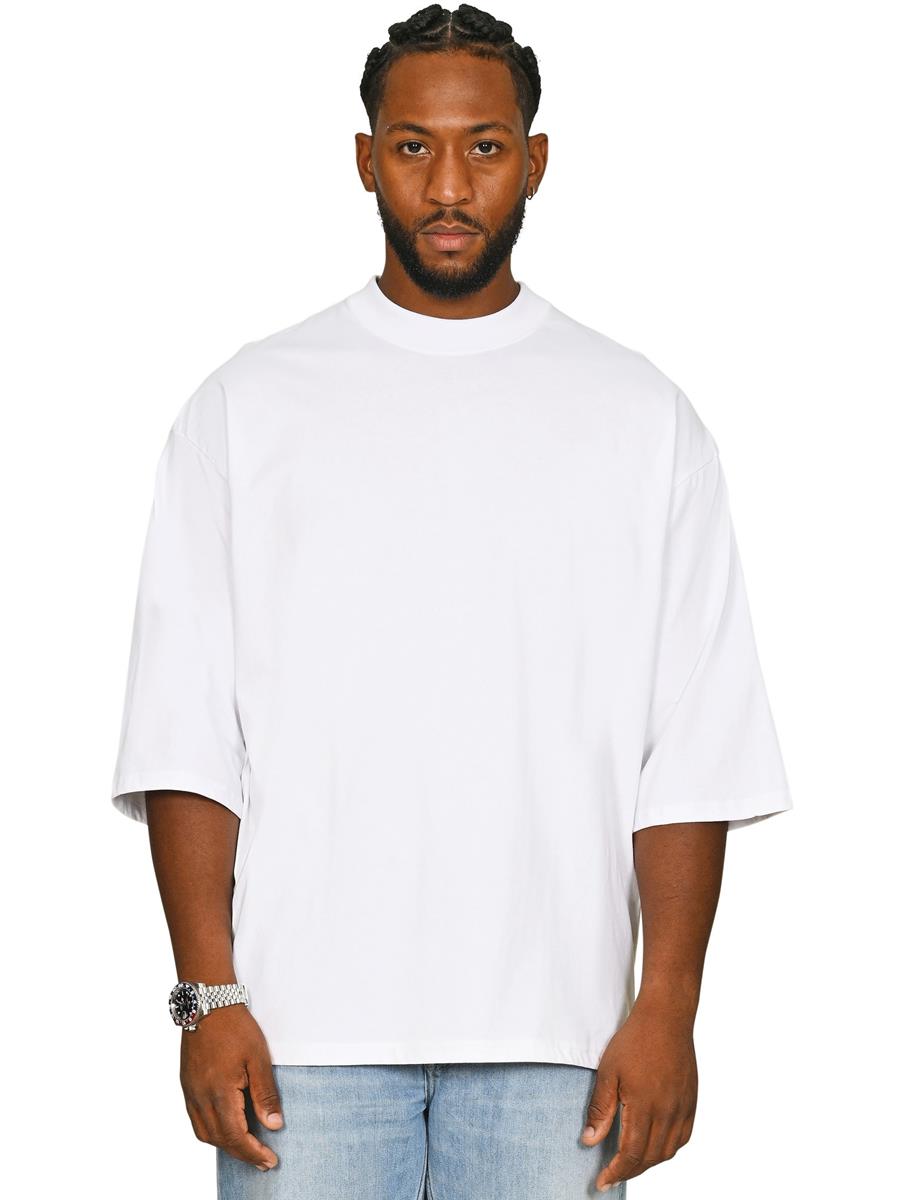 Ringspun Combed 220 Oversize Extended Neck Half Sleeve T — White