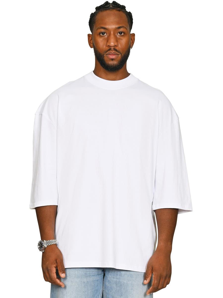 Ringspun Combed 220 Oversize Extended Neck Half Sleeve Tall T — White
