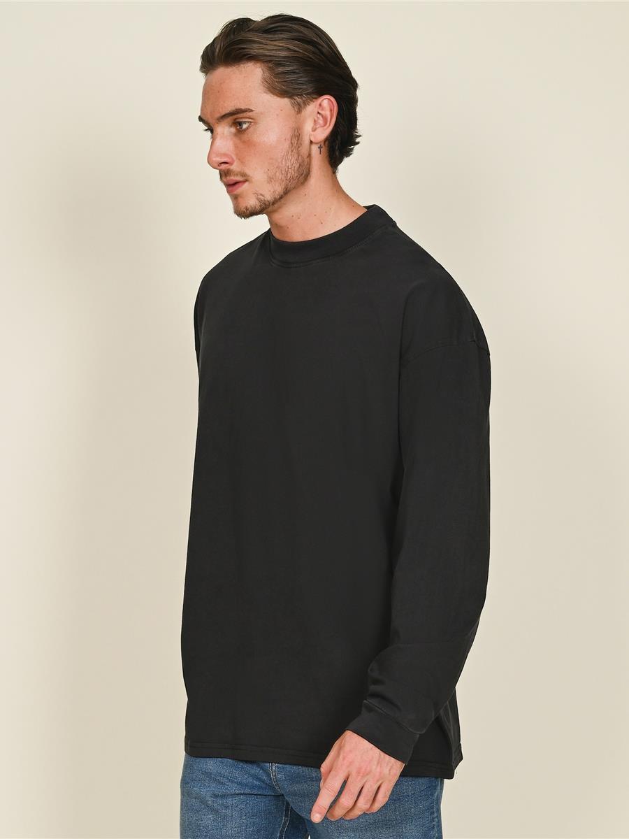 Ringspun Combed 180 Acid Wash Oversize Extended Neck Long Sleeve Tall T