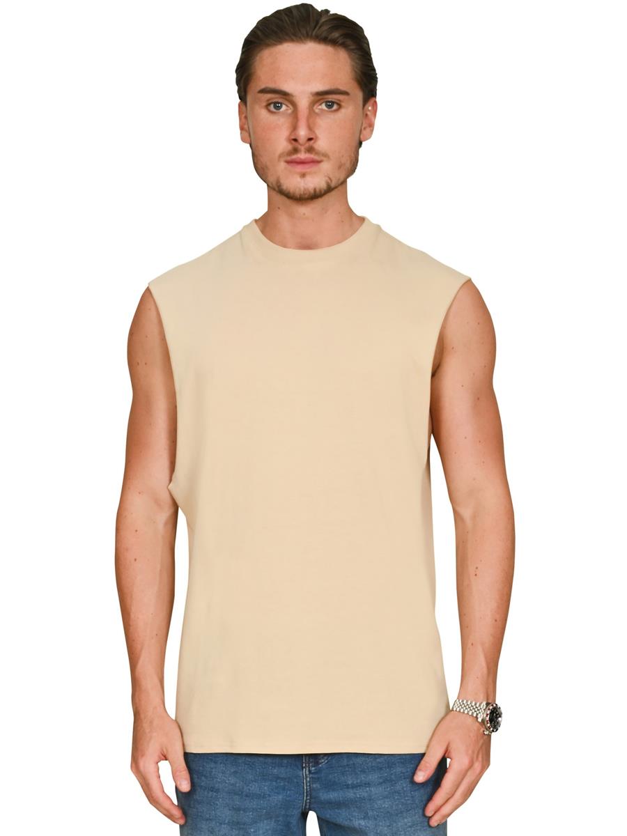Ringspun Core 150 Droparm Raw Edge Tank — Sand