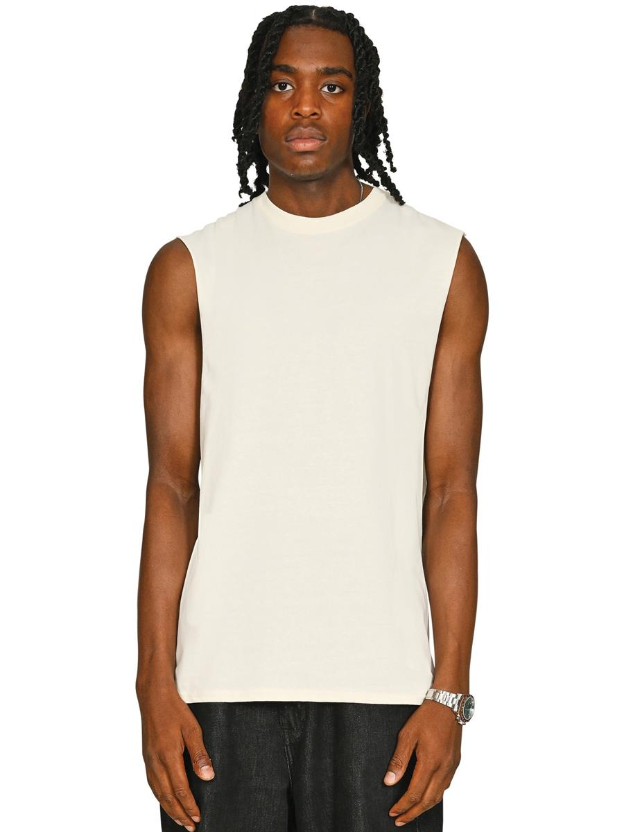 Ringspun Core 150 Droparm Raw Edge Tall Tank — Ecru