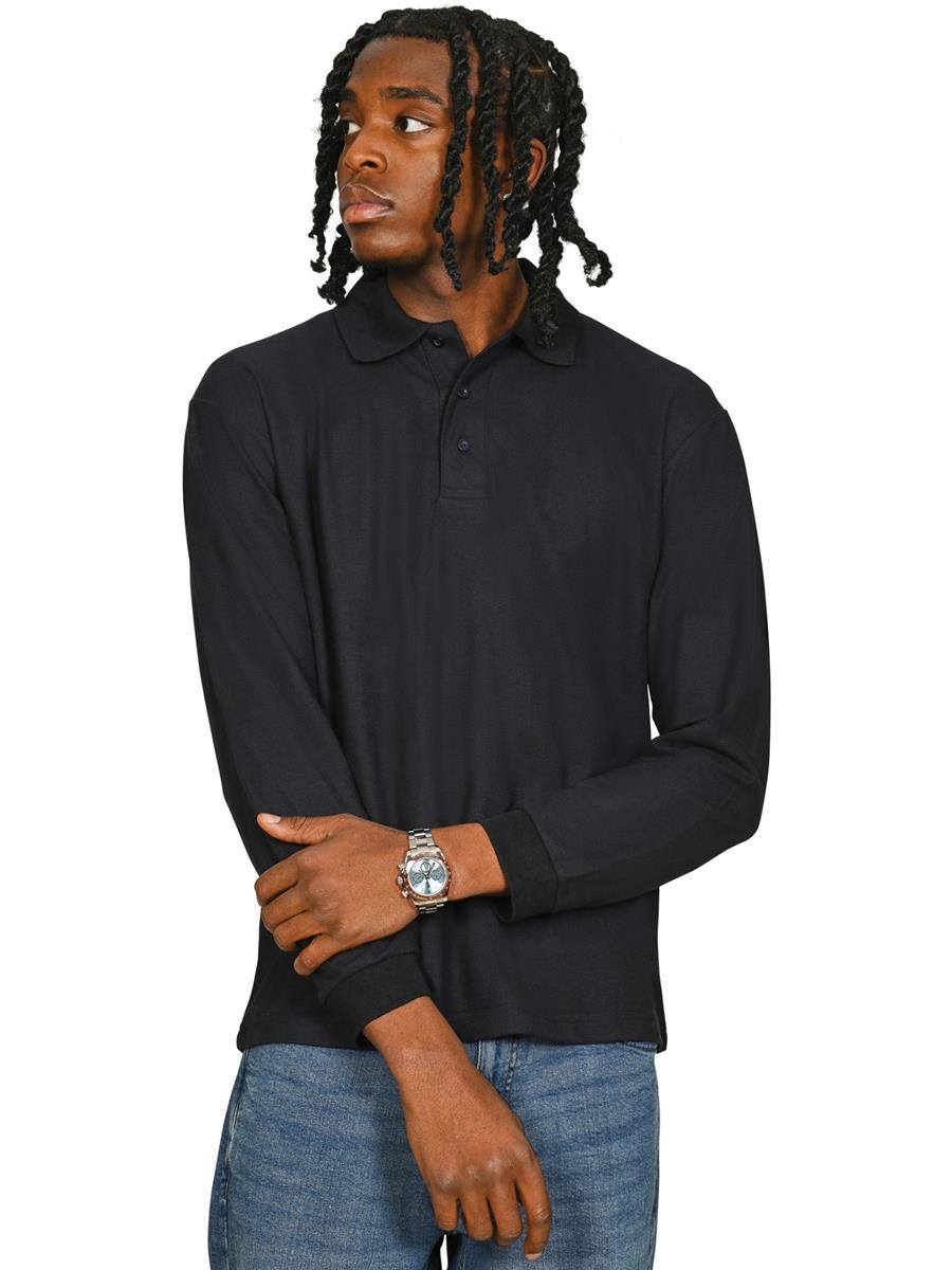 Long Sleeve Polo 190gm — Navy