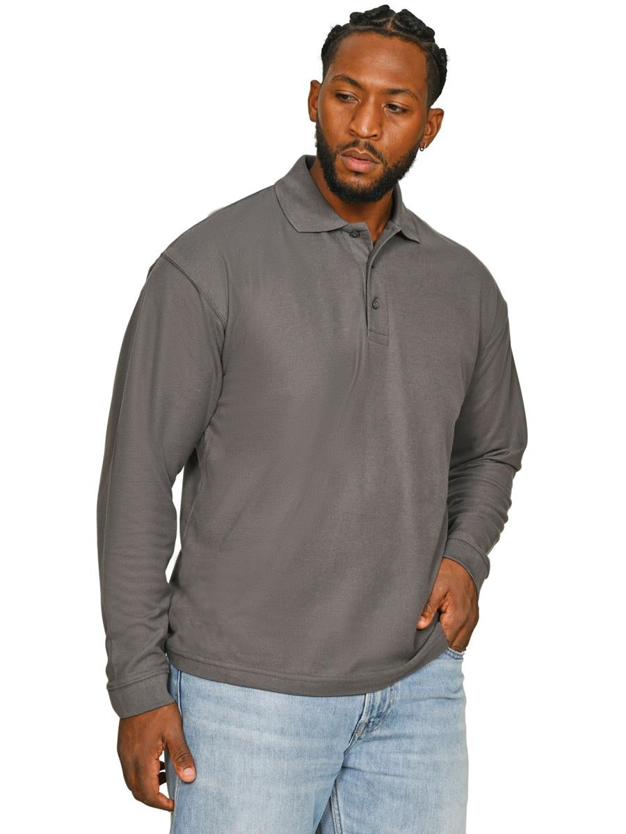 Long Sleeve Polo 190gm — Charcoal