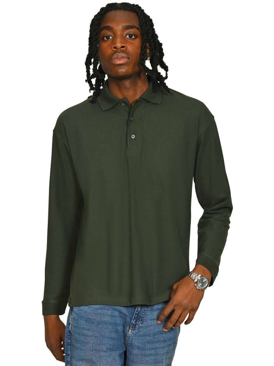 Long Sleeve Polo 190gm — Forest Green