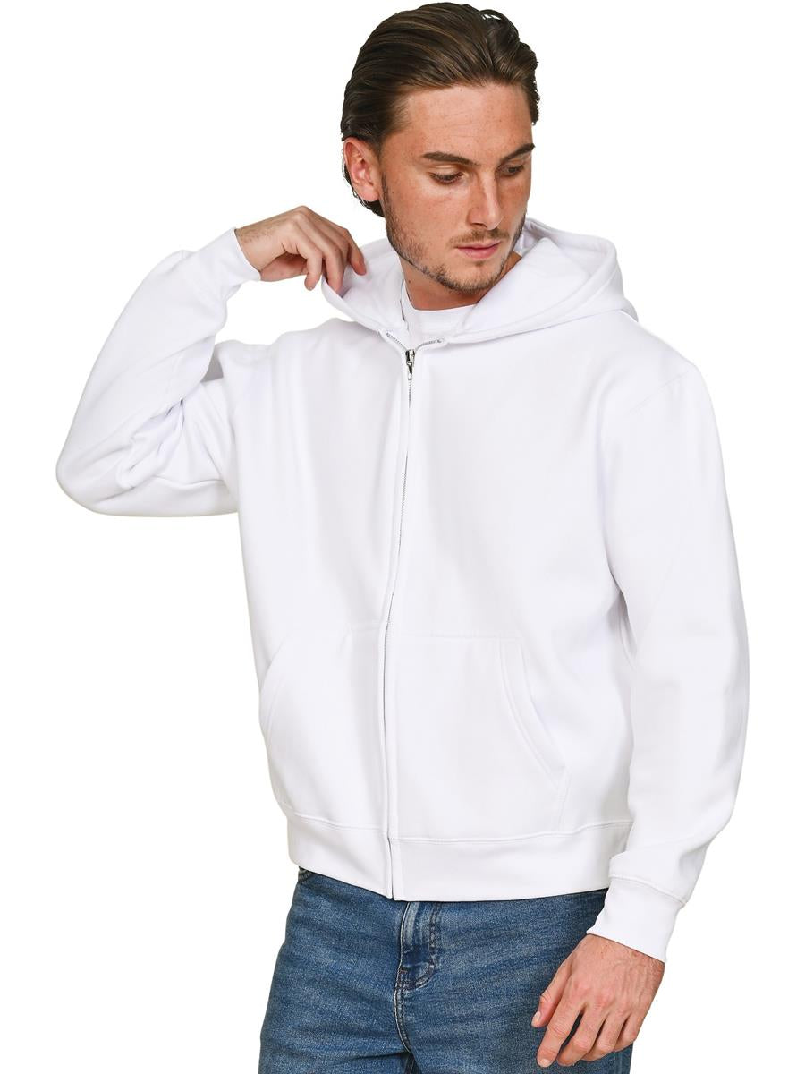 Premium Combed 330 Boxy Oversize Zip Hood — White