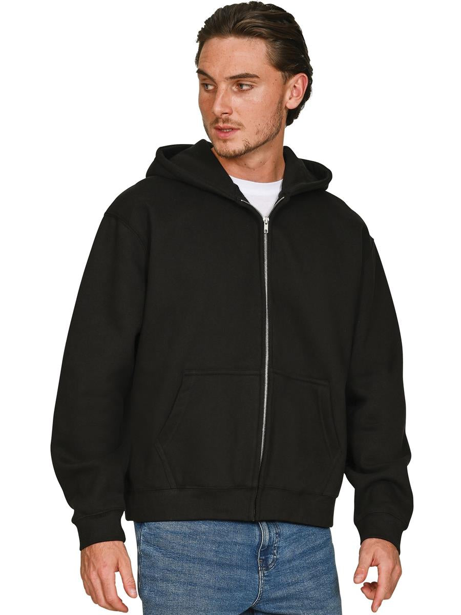 Premium Combed 450 Boxy Oversize Zip Hood — Black