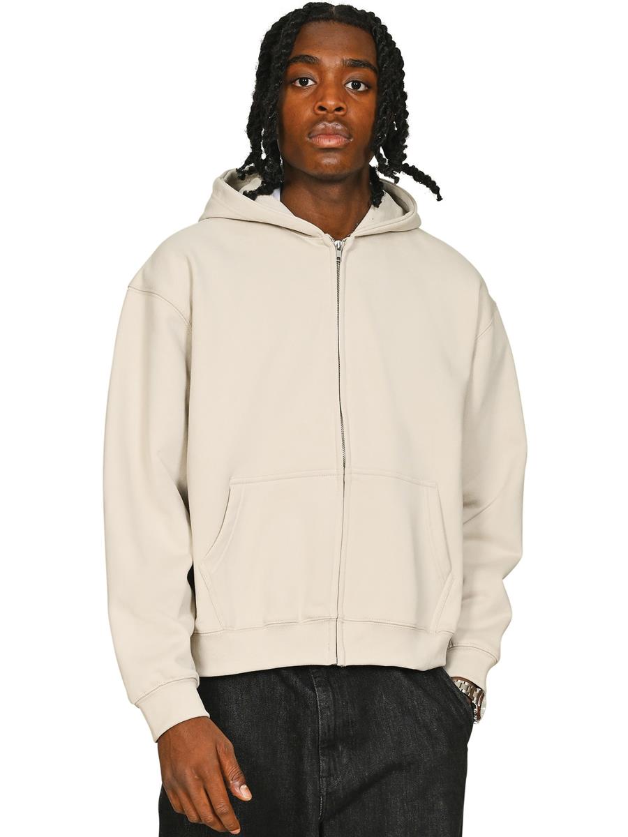 Premium Combed 450 Boxy Oversize Zip Hood — Stone