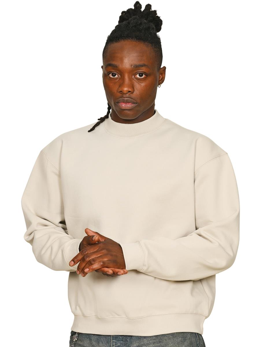 Premium Combed 450 Boxy Oversized Extended Neck Sweatshirt — Stone