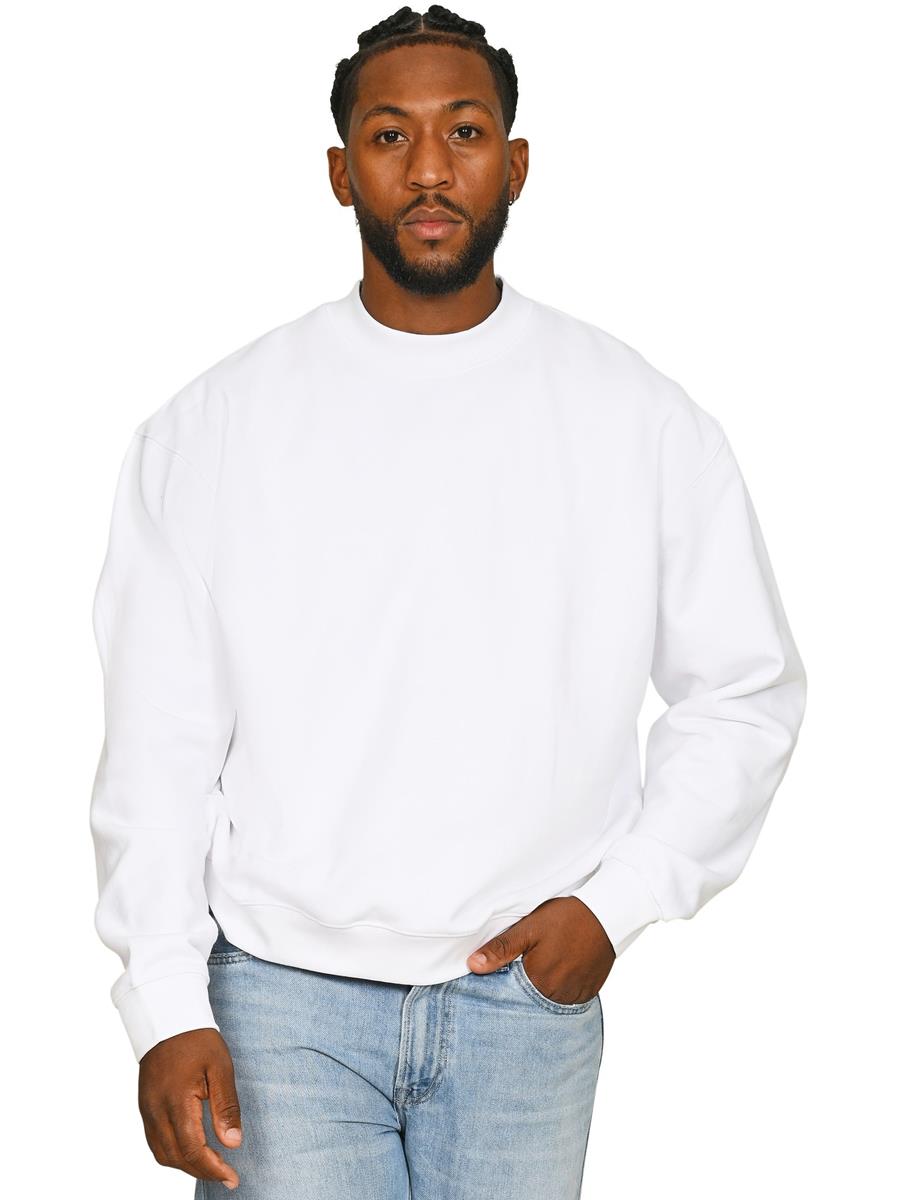Premium Combed 450 Boxy Oversized Extended Neck Sweatshirt — White
