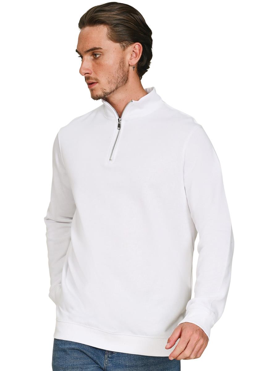 Ringspun Combed 280 Core Quarter Zip Sweat — White