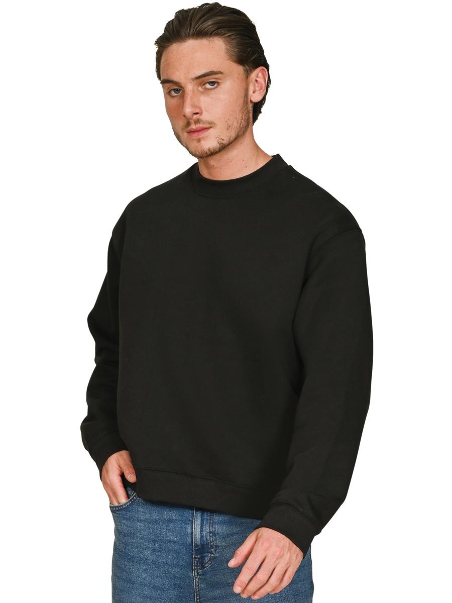 Premium Combed 330 Boxy Oversized Extended Neck Sweat — Black