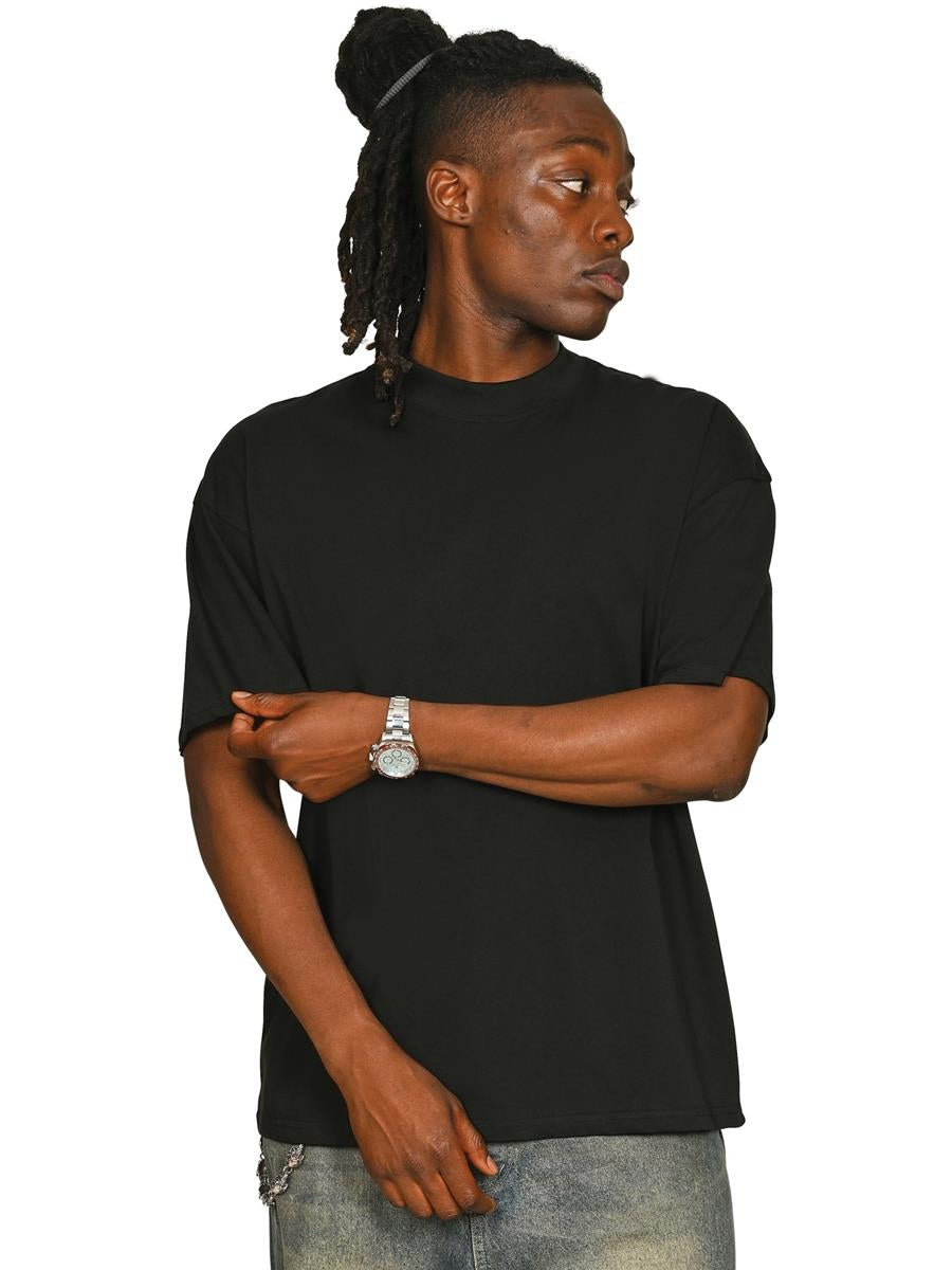 Ringspun Combed 180 Oversize Extended Neck T — Black