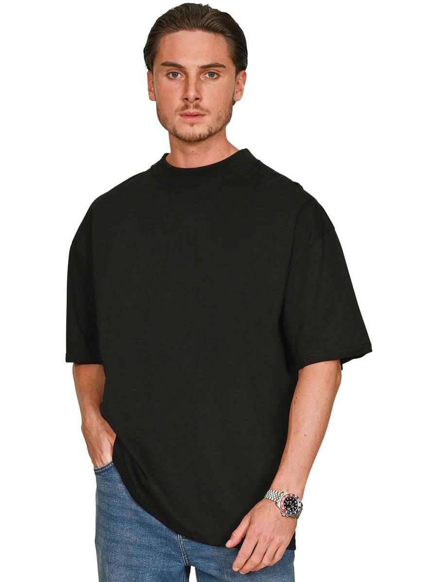 Ringspun Combed 180 Oversize Extended Neck Tall T — Black