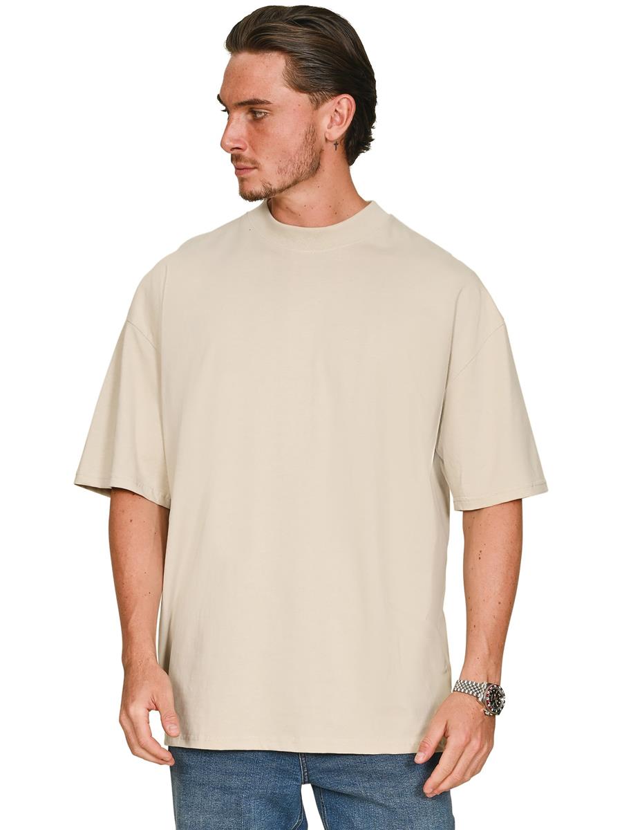 Ringspun Combed 180 Oversize Extended Neck Tall T — Stone