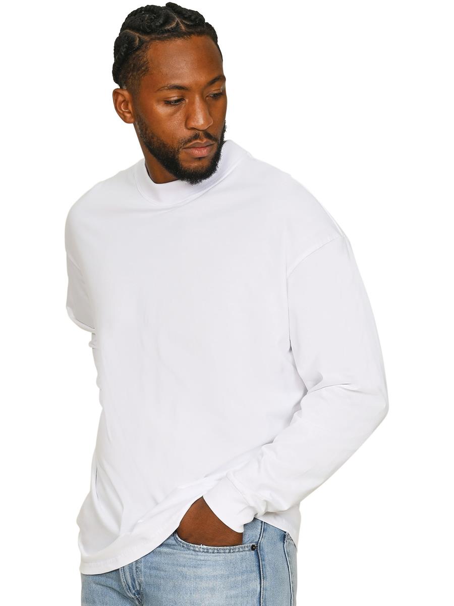 Ringspun Combed 180 Oversize Extended Neck Long Sleeve T — White