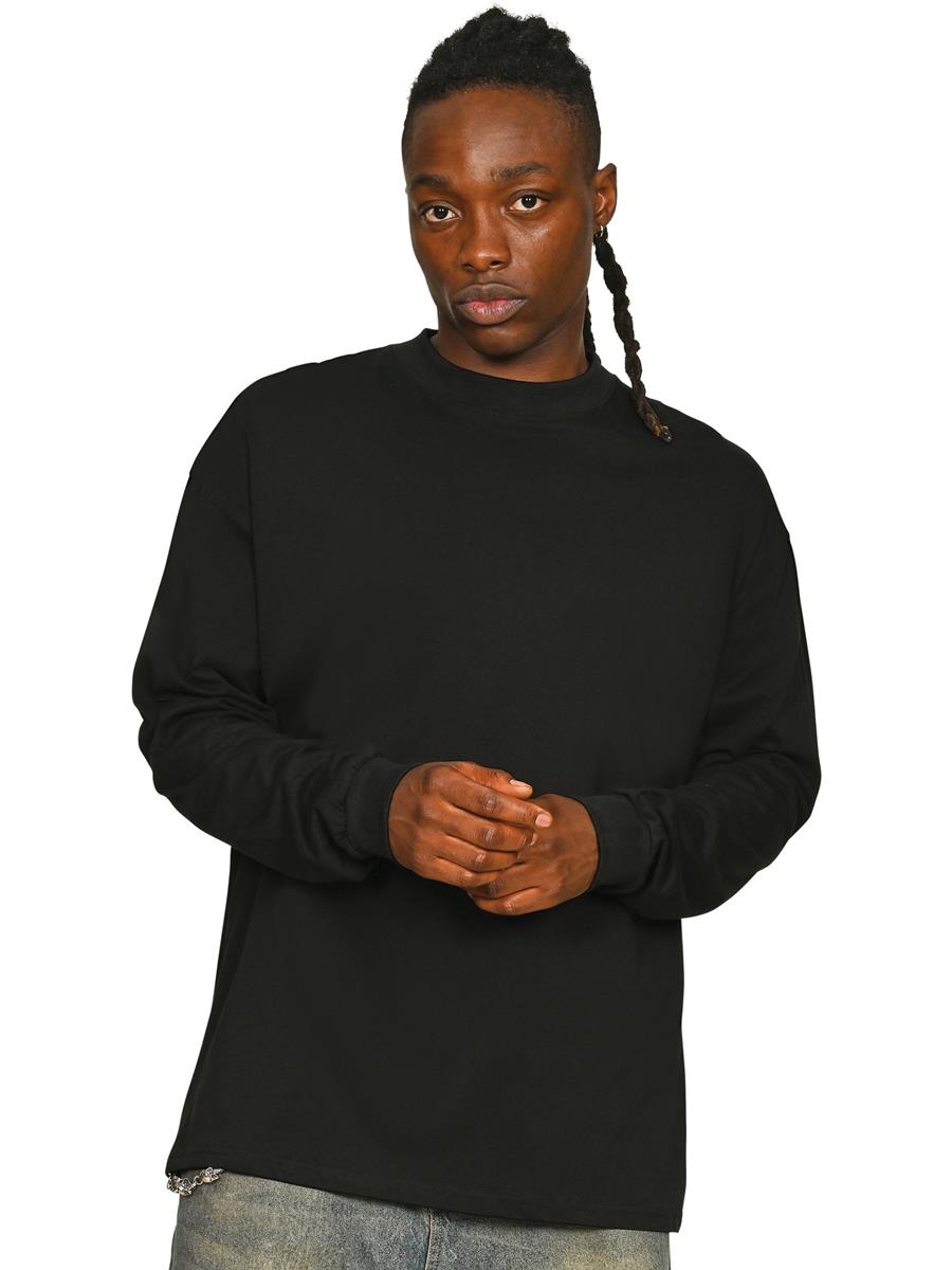 Ringspun Combed 180 Oversize Extended Neck Long Sleeve Tall T — Black