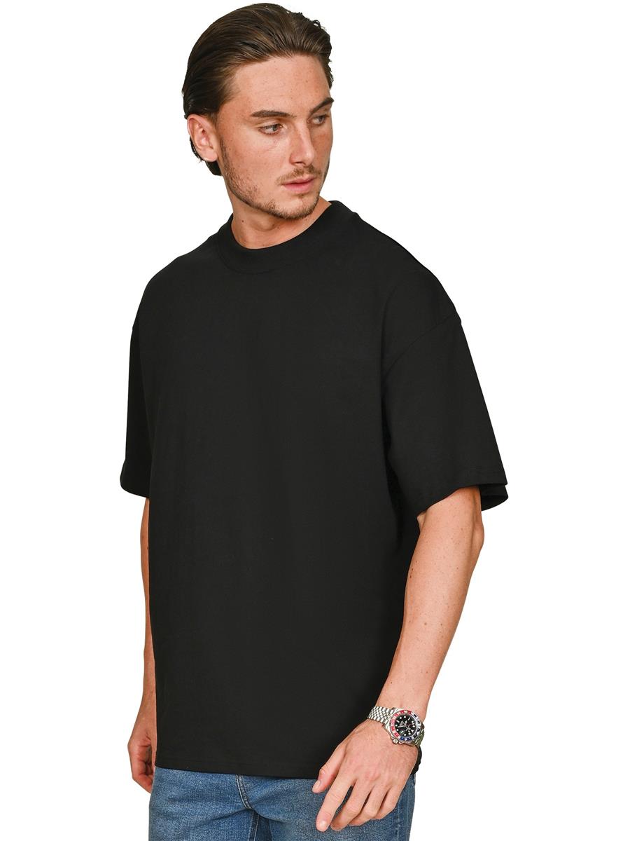 Ringspun Combed 220 Oversize Extended Neck T — Black