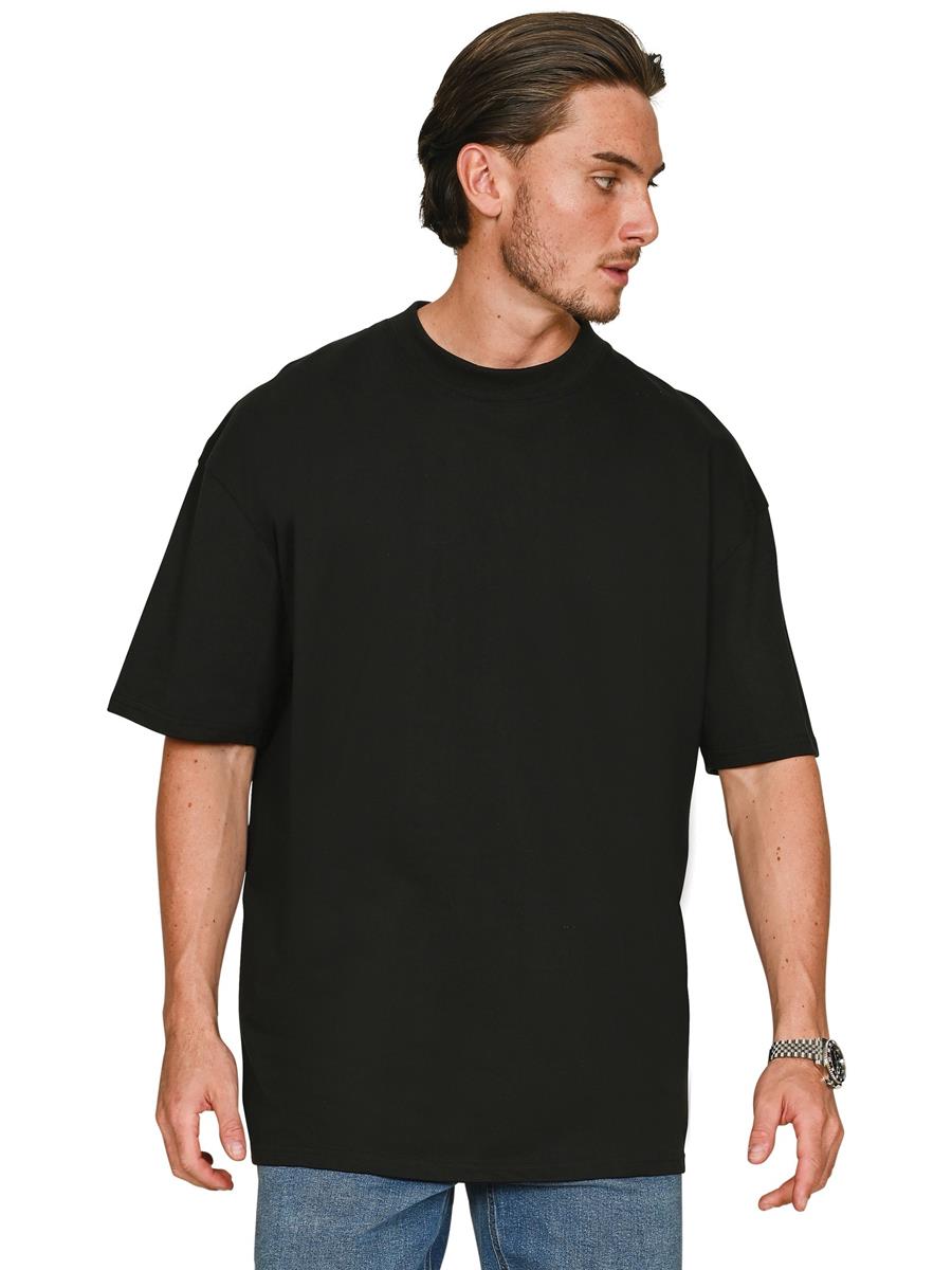 Ringspun Combed 220 Oversize Extended Neck Tall T — Black
