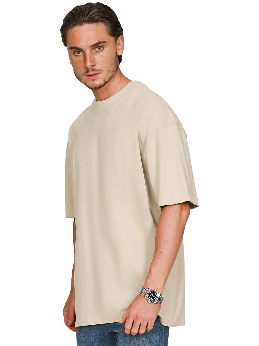 Ringspun Combed 220 Oversize Extended Neck Tall T — Stone