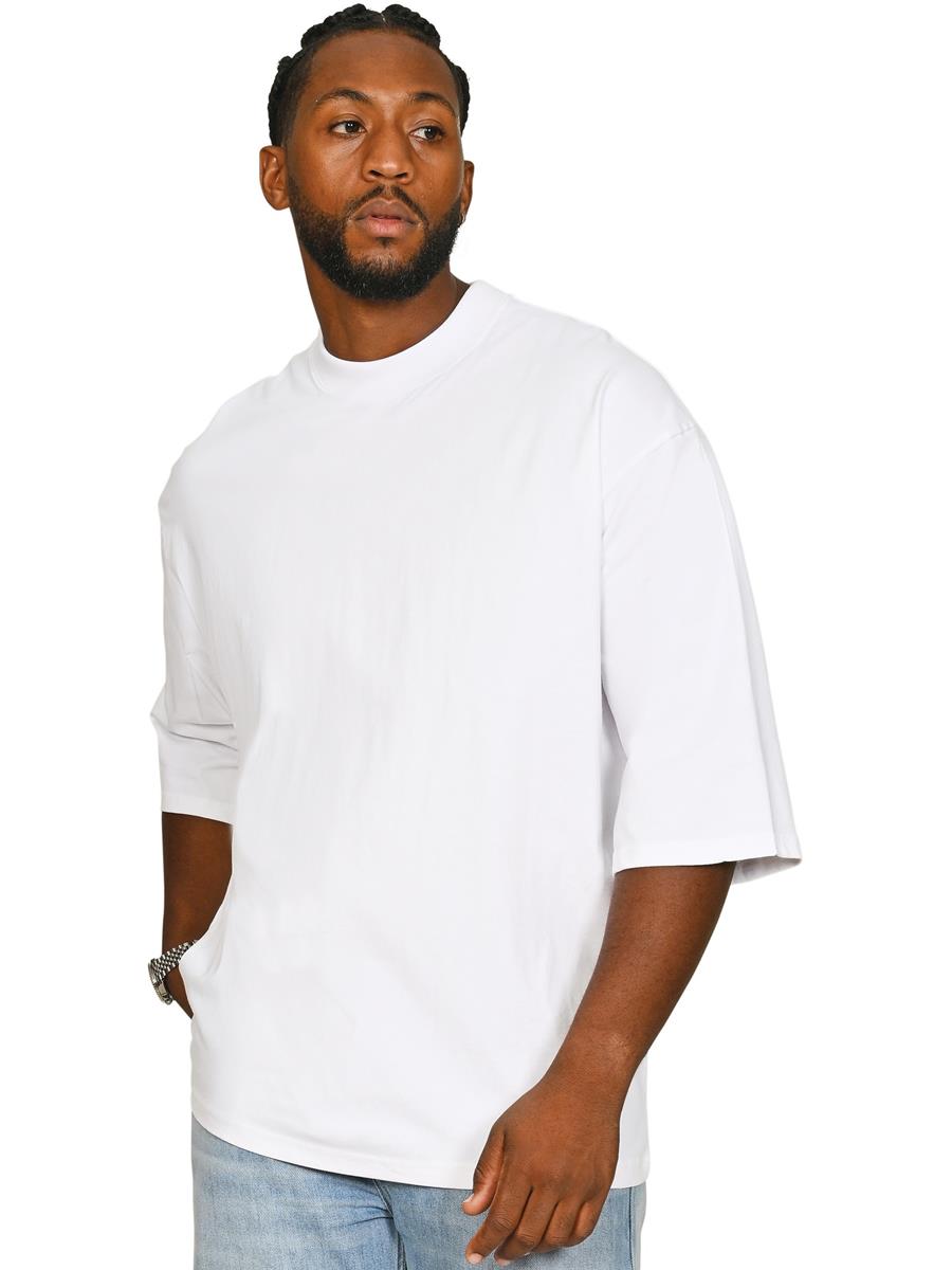 Ringspun Combed 220 Oversize Extended Neck Half Sleeve T — White