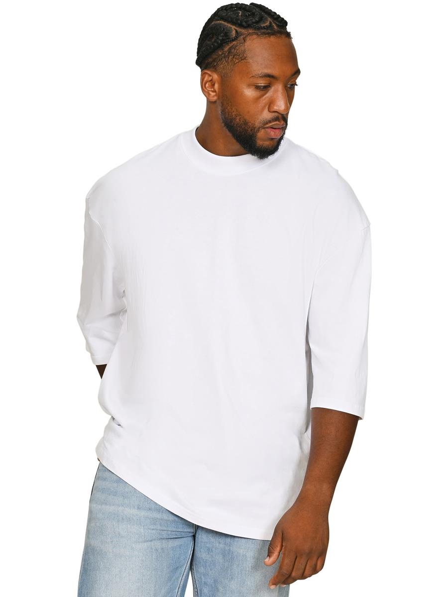 Ringspun Combed 220 Oversize Extended Neck Half Sleeve Tall T — White