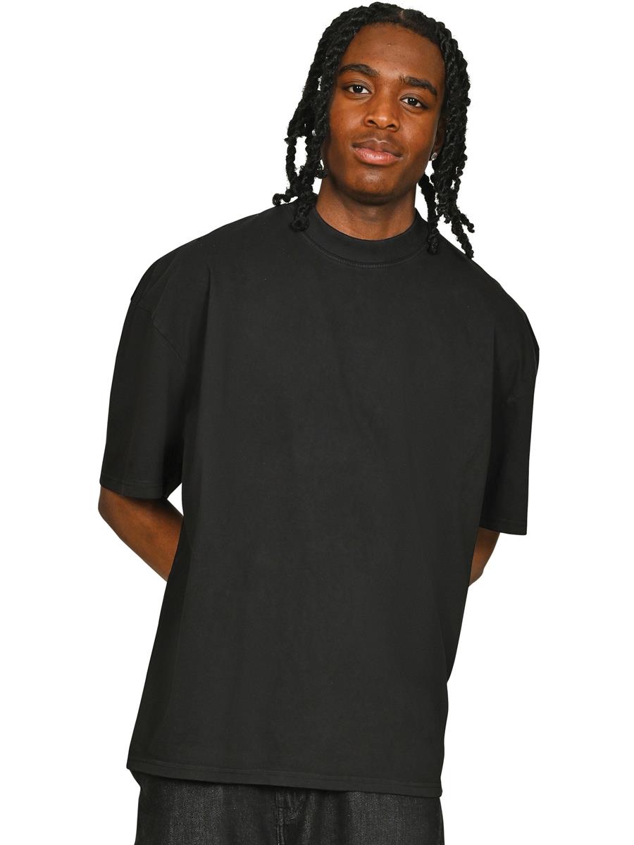 Ringspun Combed 180 Acid Wash Oversize Extended Neck T — Acid Black