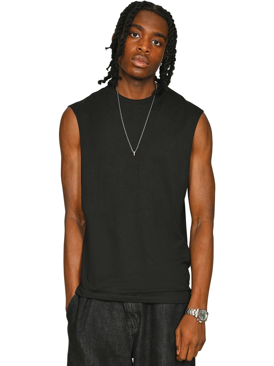 Ringspun Core 150 Droparm Raw Edge Tank — Black
