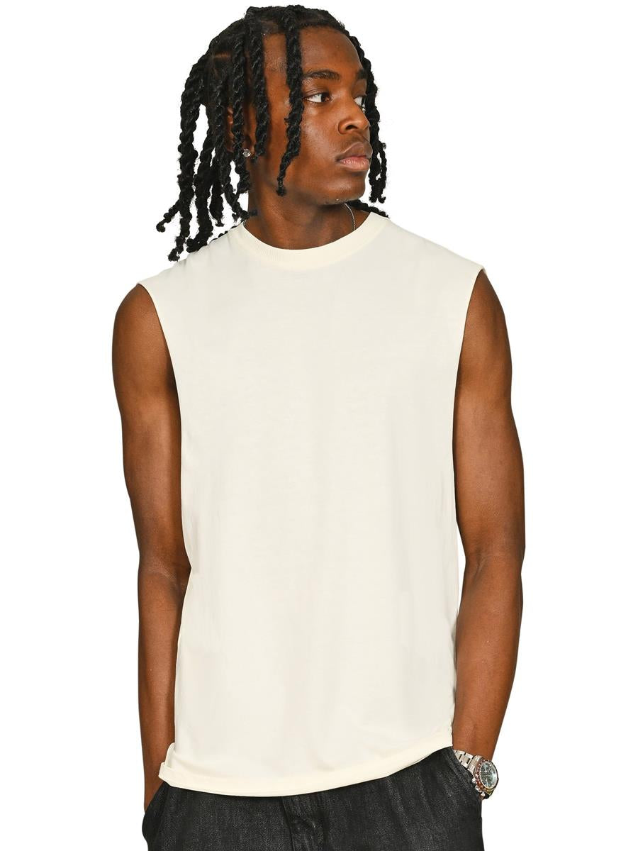 Ringspun Core 150 Droparm Raw Edge Tall Tank — Ecru