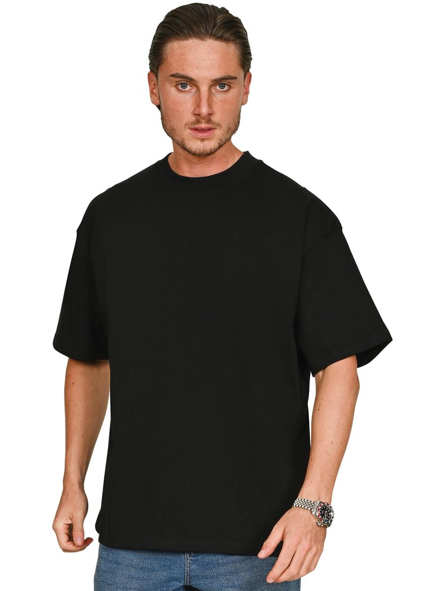 Supreme Organic Combed 350 Oversize Extended Neck T — Black
