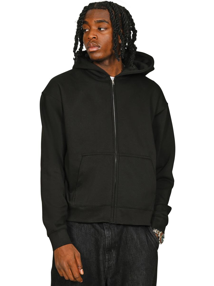 Premium Combed 330 Boxy Oversize Zip Hood Tall — Black