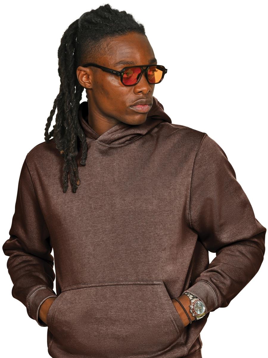 Premium Combed 330 Acid Wash Core Hood — Acid Chocolate
