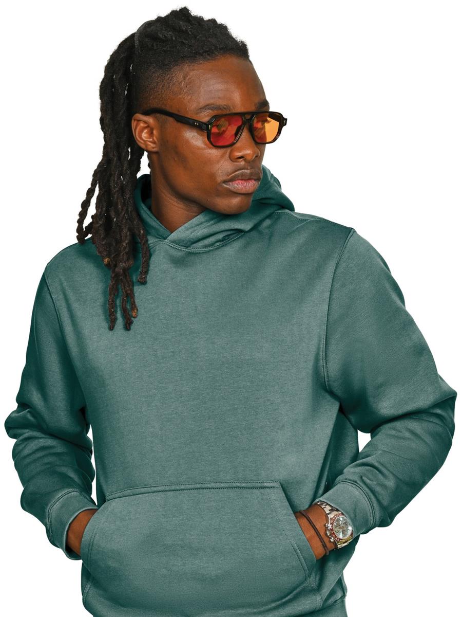 Premium Combed 330 Acid Wash Core Hood — Faded Rainforest Green