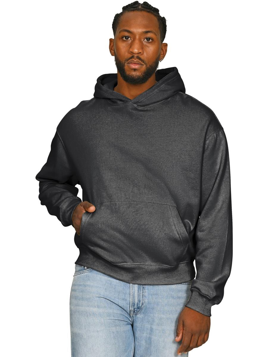 Premium Combed 330 Acid Wash Boxy Oversize Hood — Acid Black