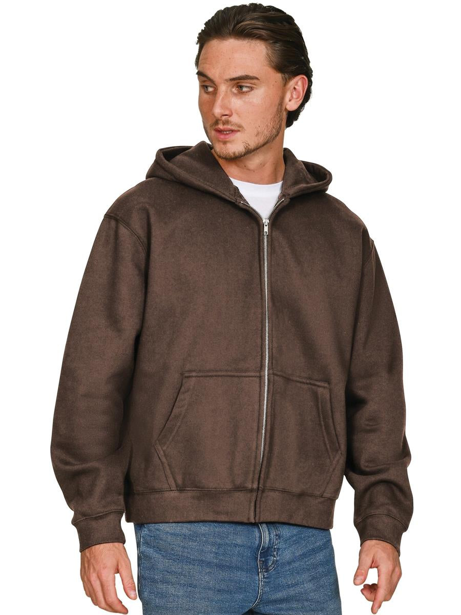 Premium Combed 330 Acid Wash Boxy Oversize Zip Hood — Acid Chocolate